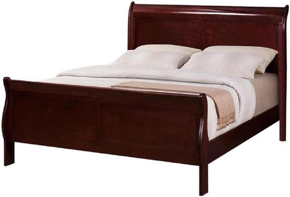 Queen Size Traditional Wood Sleigh Bed Frame
