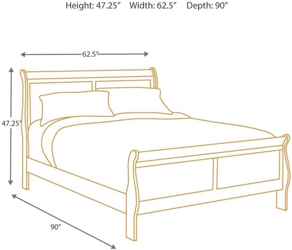Queen Size Traditional Wood Sleigh Bed Frame