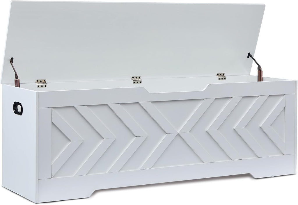 Extra Large White Entryway Storage Bench Chest