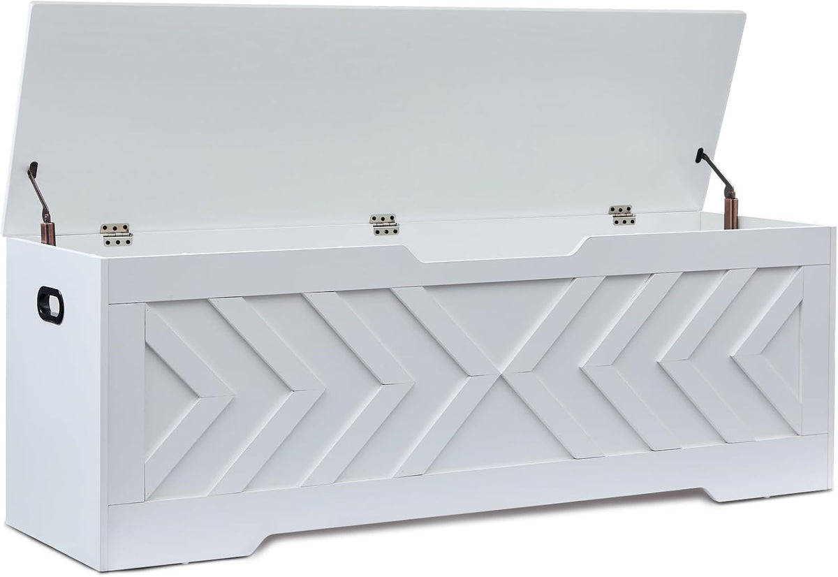Extra Large White Entryway Storage Bench Chest