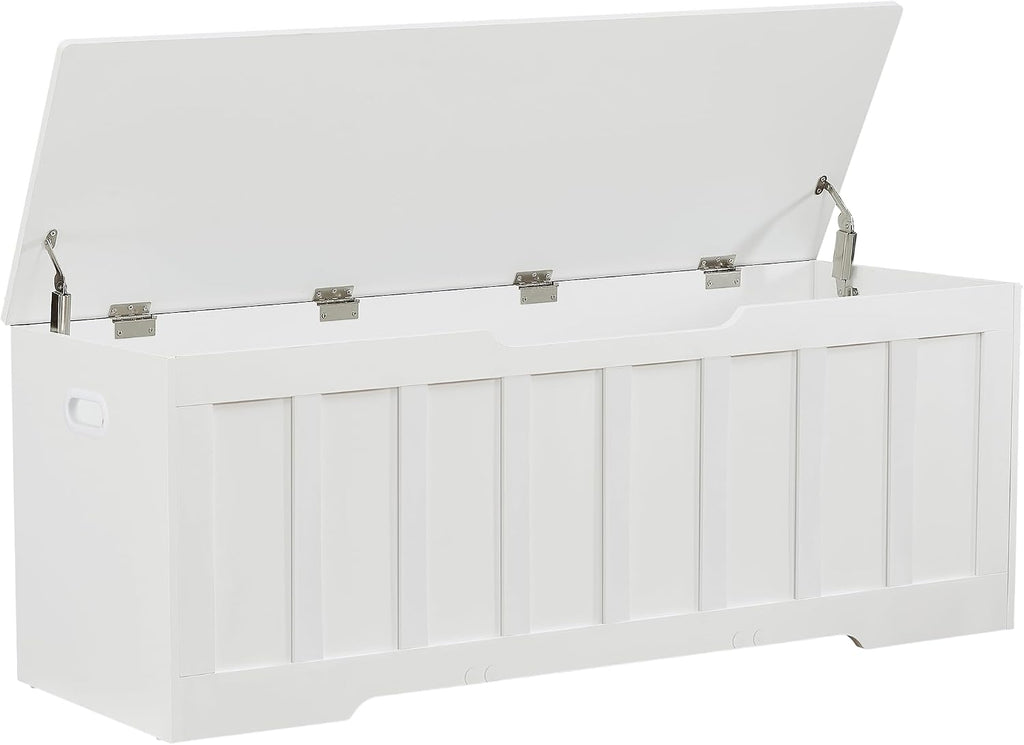 Extra Large White Wooden Storage Bench Chest