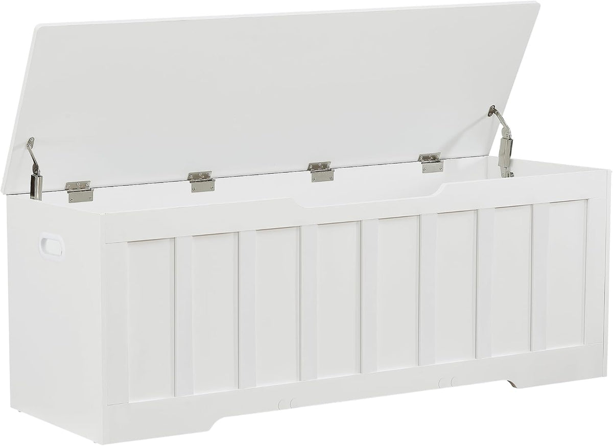 Extra Large White Wooden Storage Bench Chest
