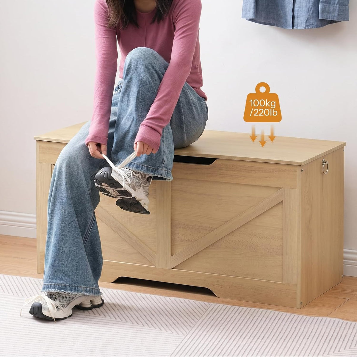 Retro Wooden Storage Bench Toy Chest