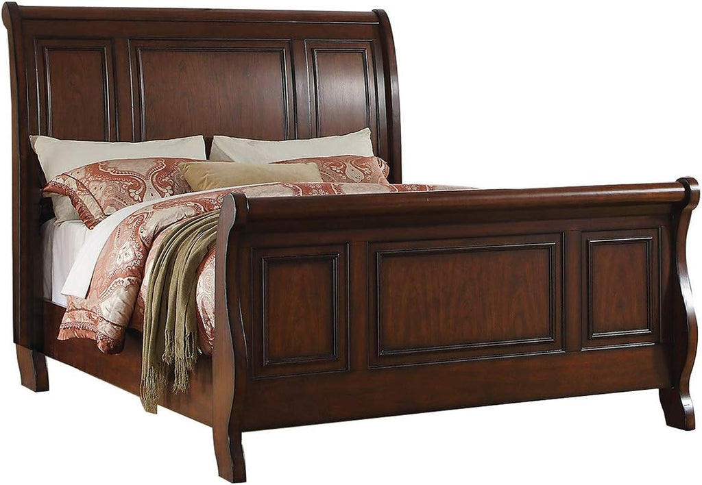 Queen Size Pine Wood Sleigh Bed