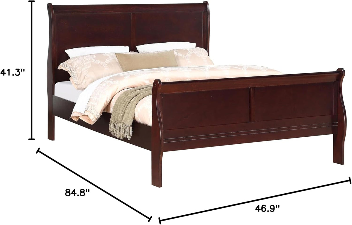 Twin Size Solid Wood Panel Sleigh Bed