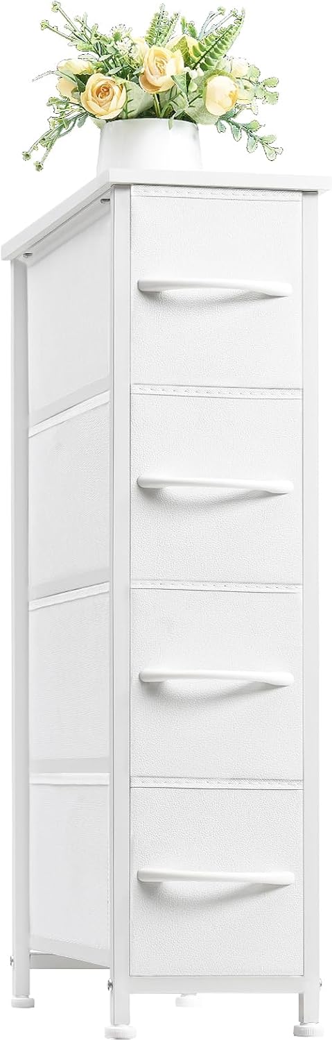 White 4‑Drawer Slim Dresser
