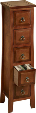 Walnut 5‑Drawer Storage Cabinet