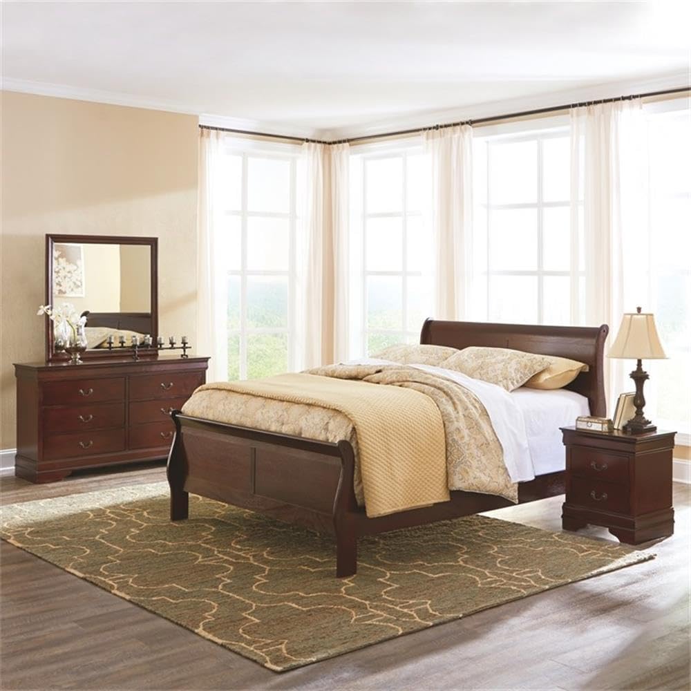 Queen Size Traditional Wood Sleigh Bed Frame