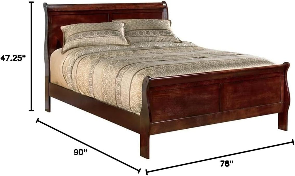 King Size Traditional Wood Sleigh Bed Frame