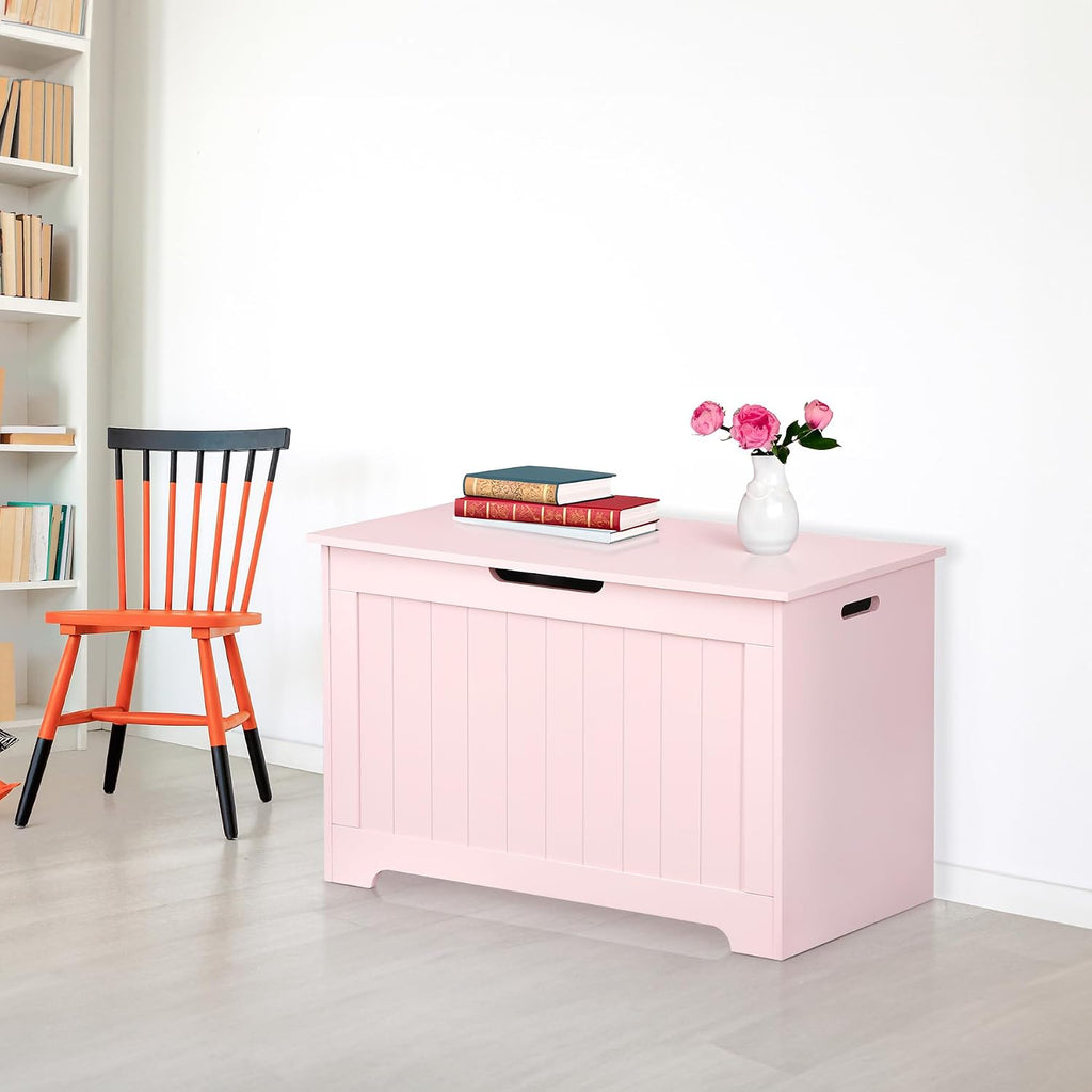 Pink Lift‑Top Wooden Storage Bench
