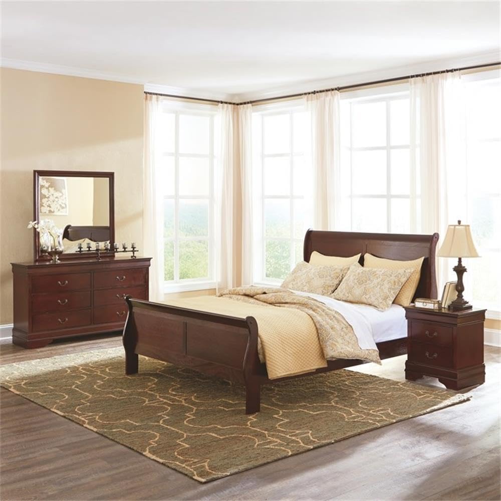 Queen Size Traditional Wood Sleigh Bed Frame