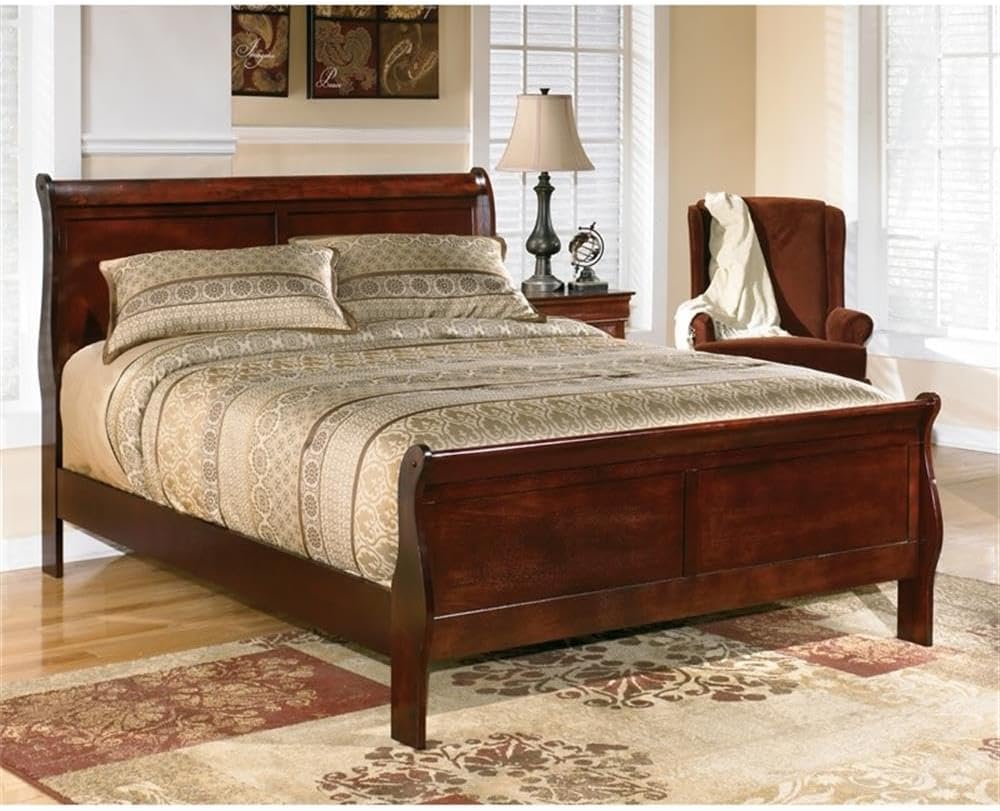 King Size Traditional Wood Sleigh Bed Frame