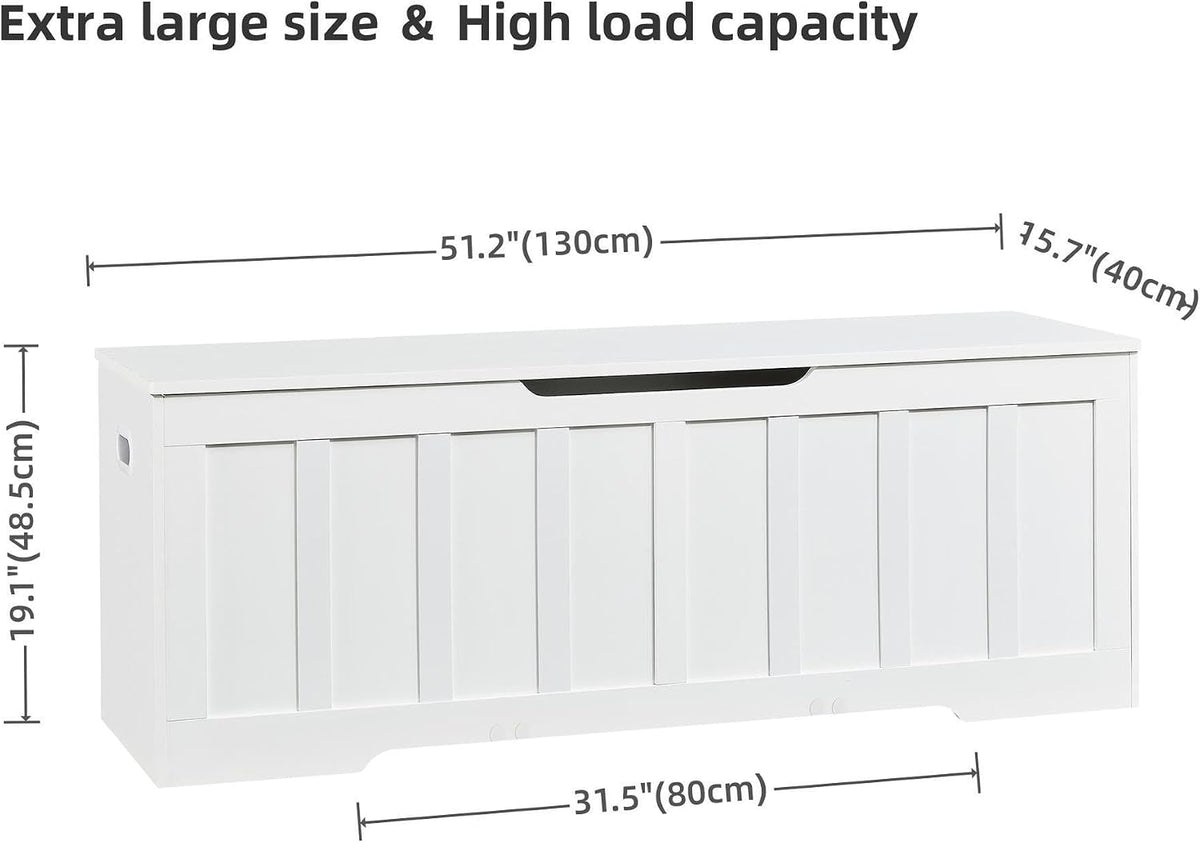 Extra Large White Wooden Storage Bench Chest