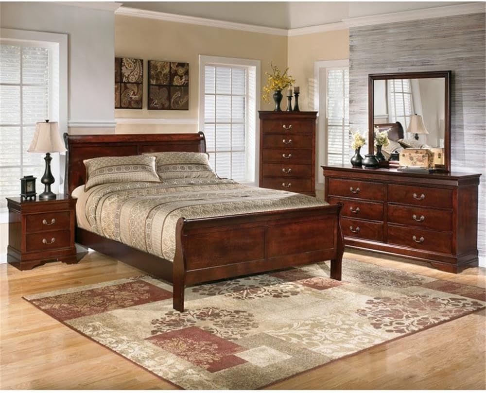 King Size Traditional Wood Sleigh Bed Frame
