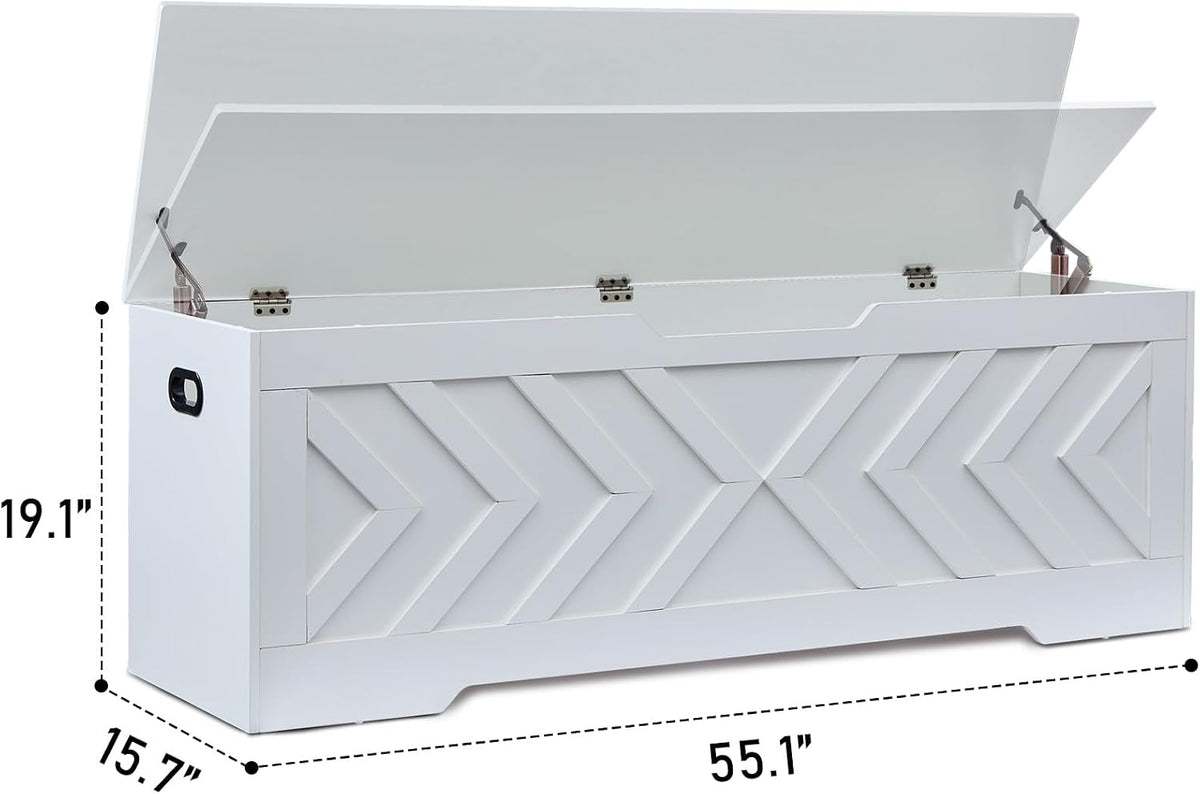 Extra Large White Entryway Storage Bench Chest