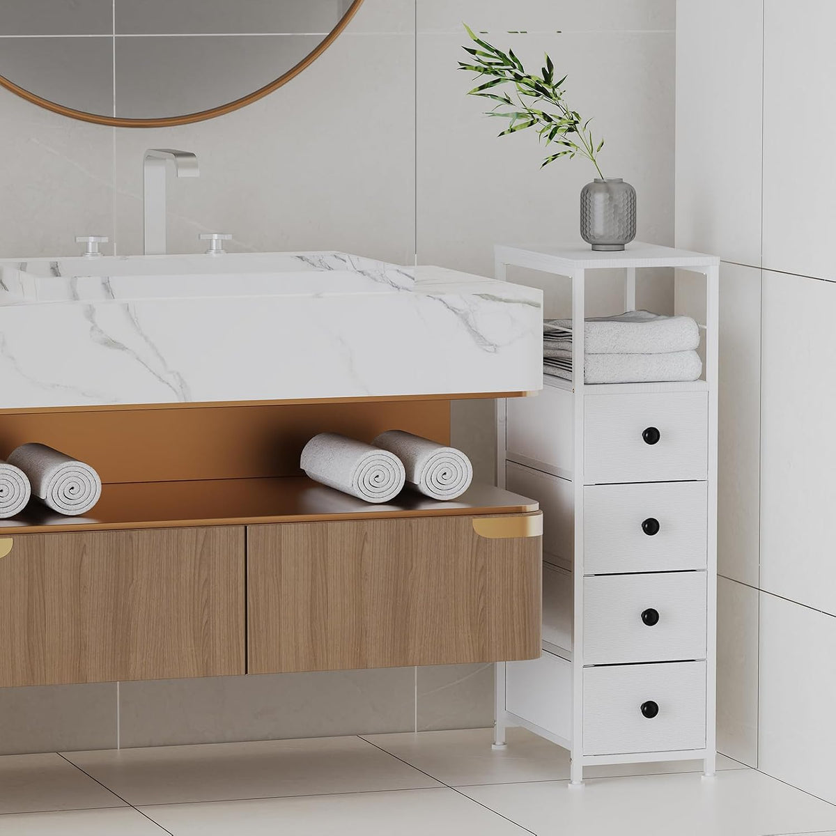 White 4‑Drawer Slim Dresser