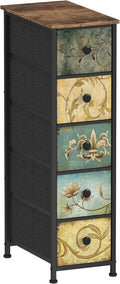 Retro Flower 5‑Drawer Slim Dresser
