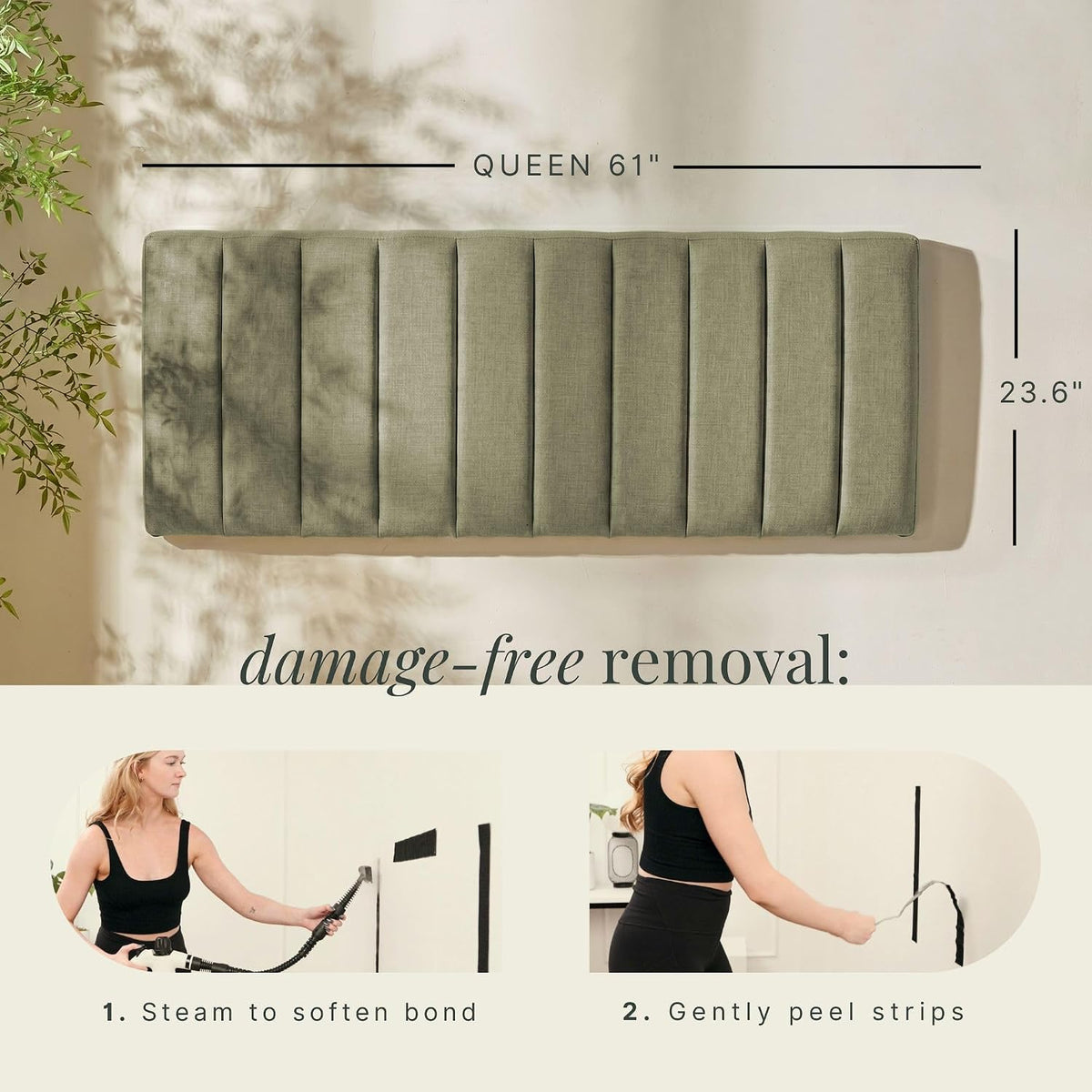 Queen Upholstered Floating Wall Mount Headboard