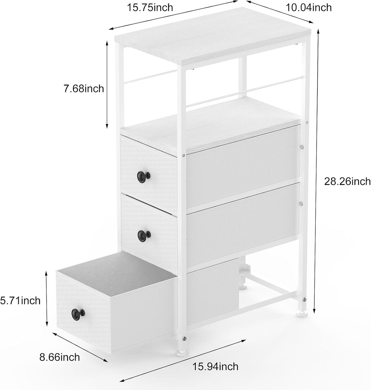 White Slim Drawer Storage Cabinet