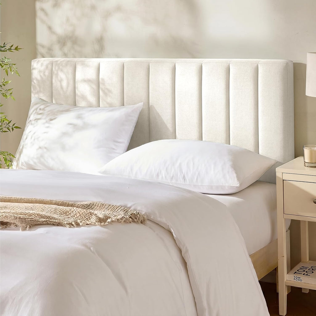Full Off‑White Peel And Stick Wall Mount Headboard