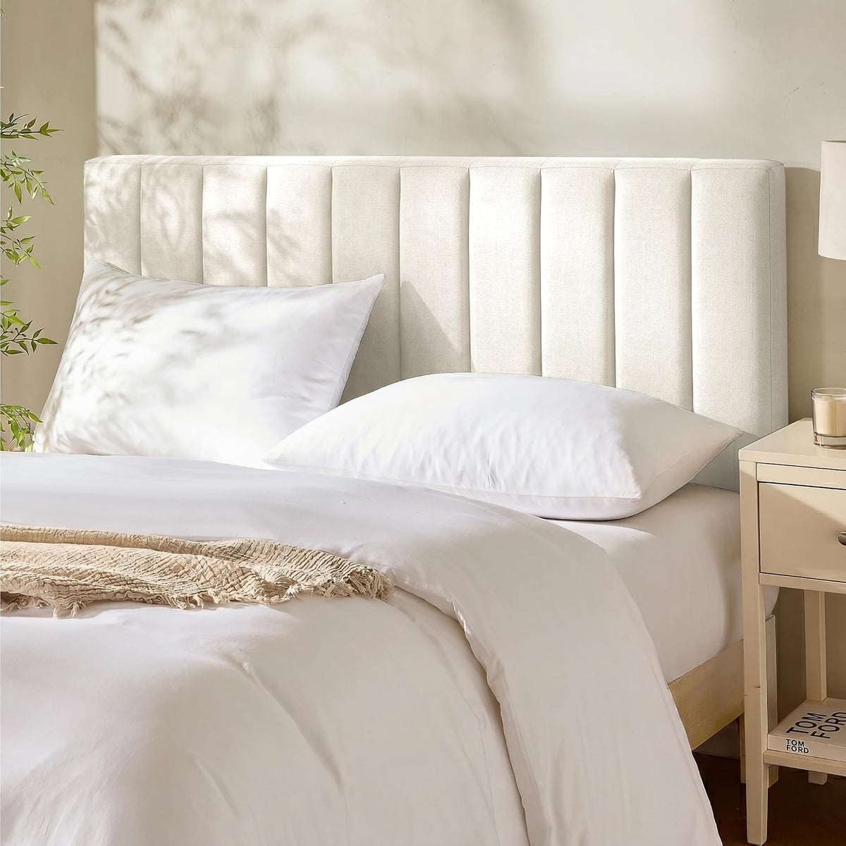 Full Off‑White Peel And Stick Wall Mount Headboard
