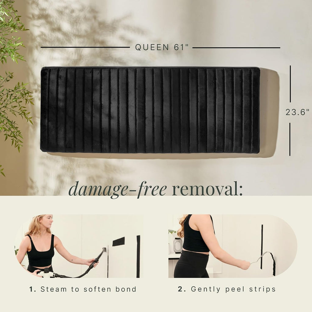 Queen Black Velvet Wall Mount Headboard