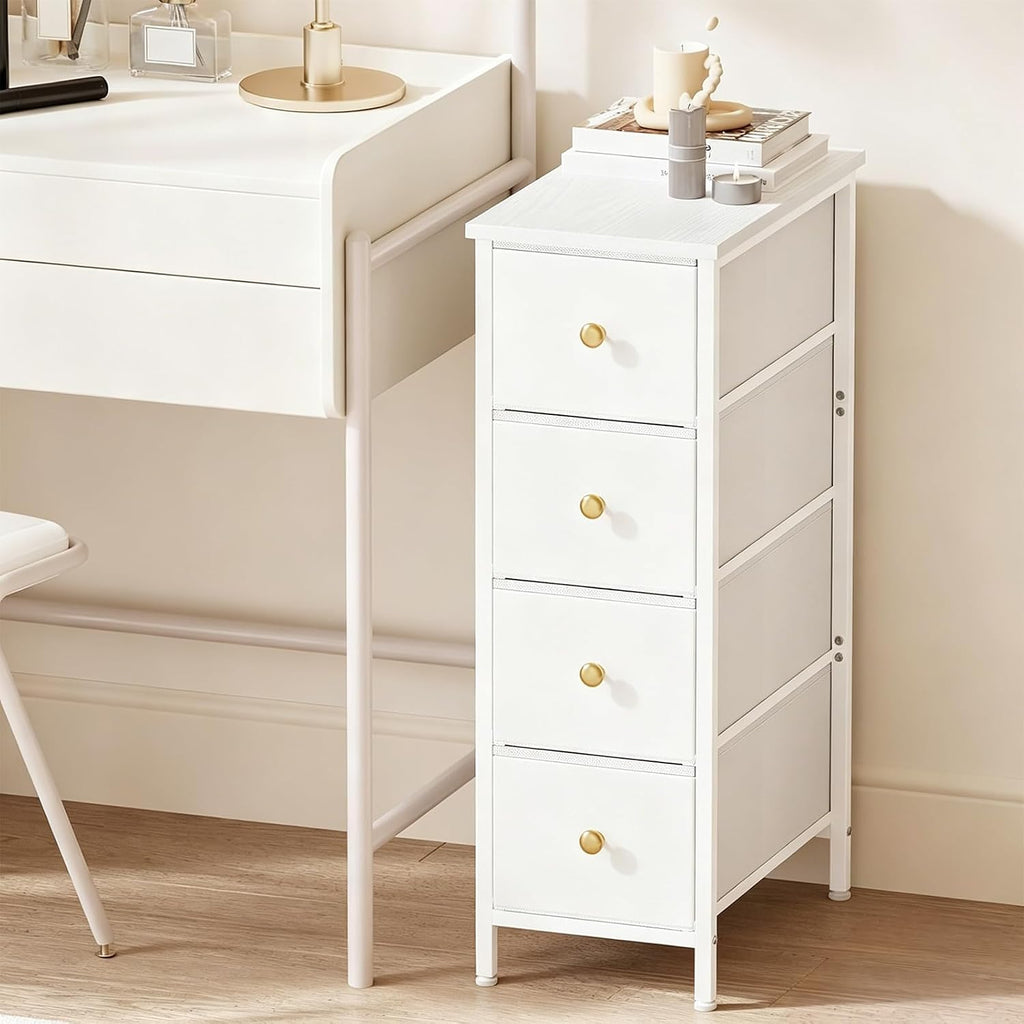 White Slim 4‑Drawer Storage Cabinet