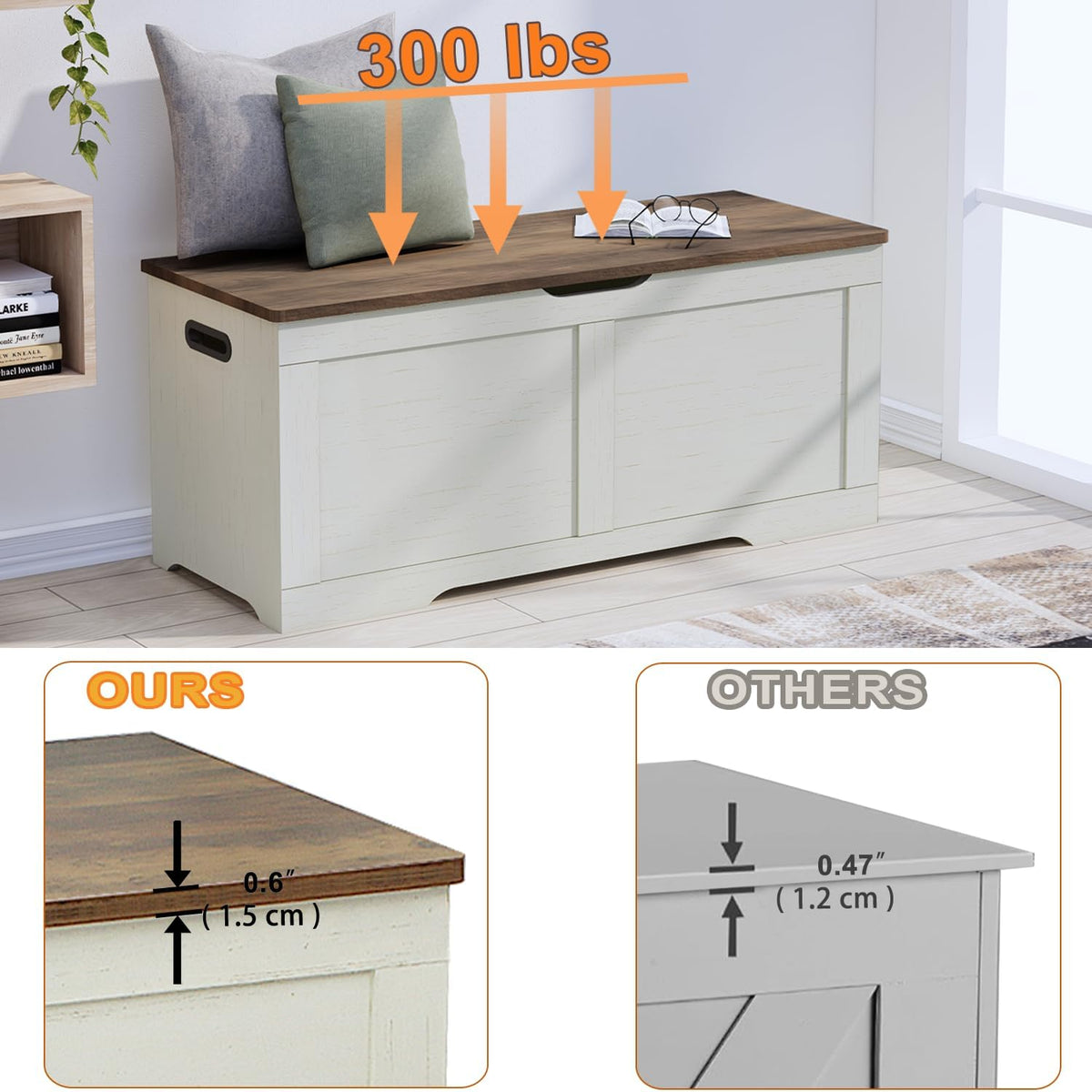Lift‑Top Wooden Storage Bench Toy Chest