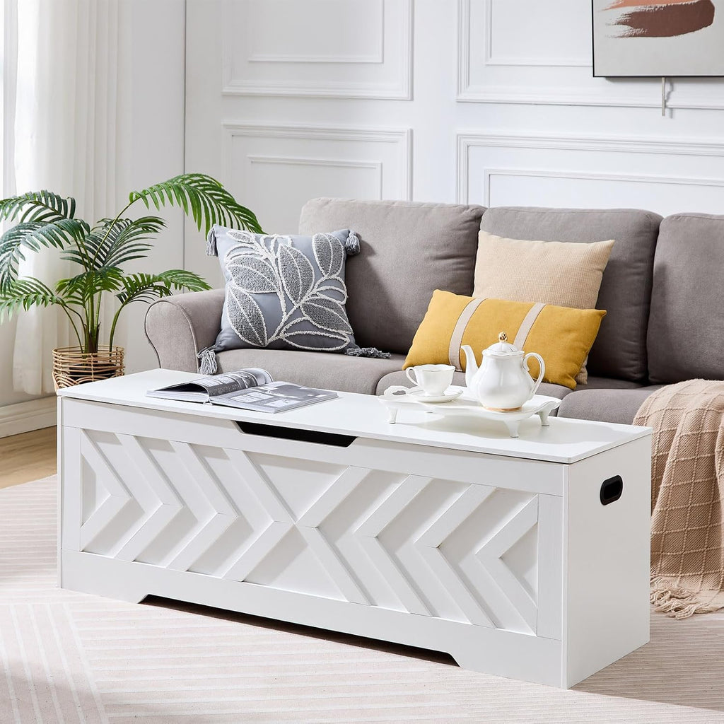 Extra Large White Entryway Storage Bench Chest