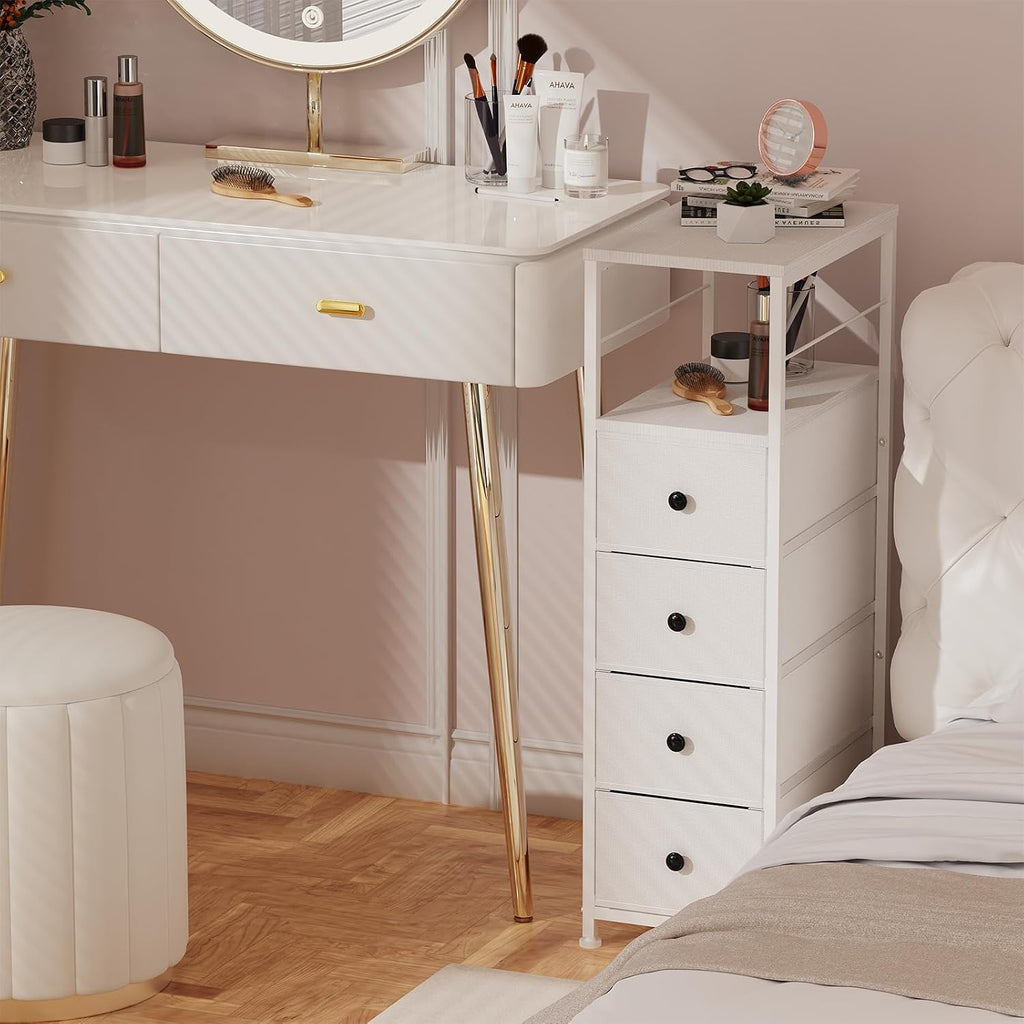 White 4‑Drawer Slim Dresser