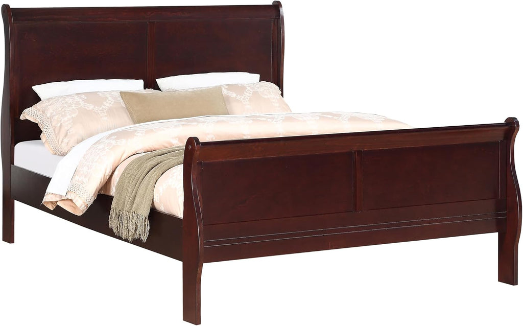 Full Size Solid Wood Panel Sleigh Bed