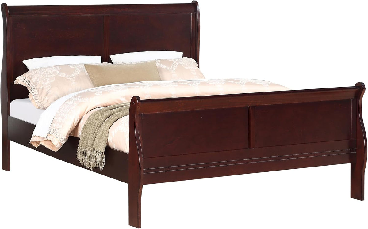 Full Size Solid Wood Panel Sleigh Bed