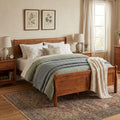 Oak Queen Wood Sleigh Bed Frame With Storage