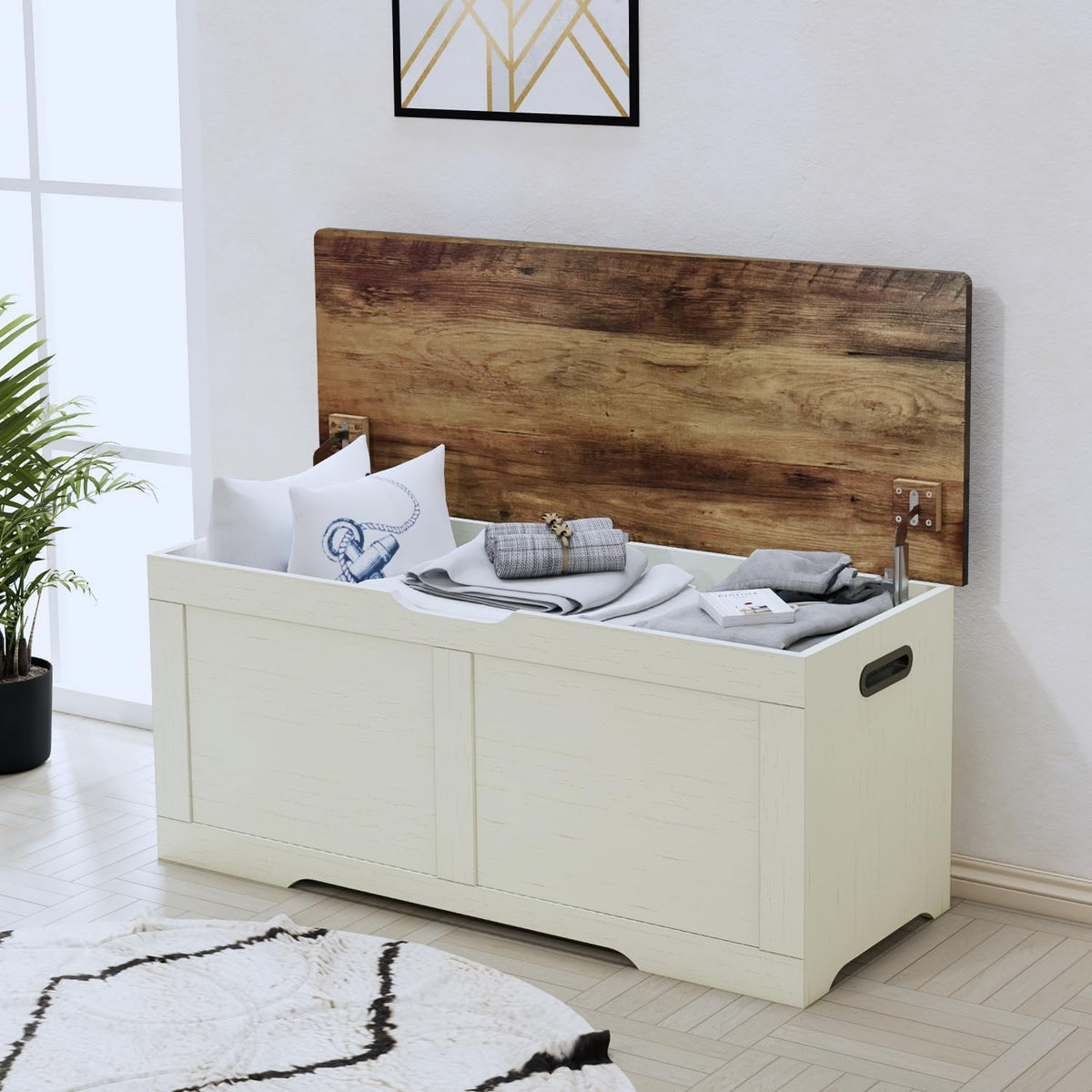 Lift‑Top Wooden Storage Bench Toy Chest