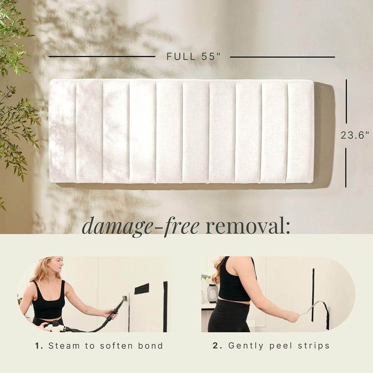 Full Off‑White Peel And Stick Wall Mount Headboard