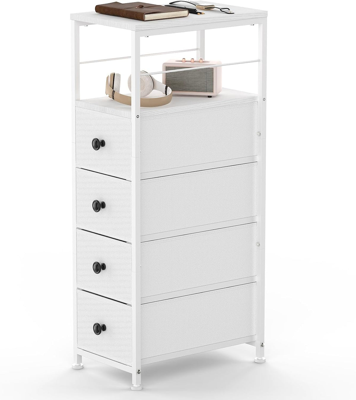 White 4‑Drawer Slim Dresser