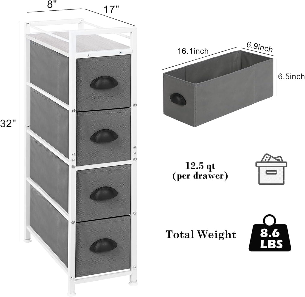 4‑Drawer Slim Fabric Storage Cabinet