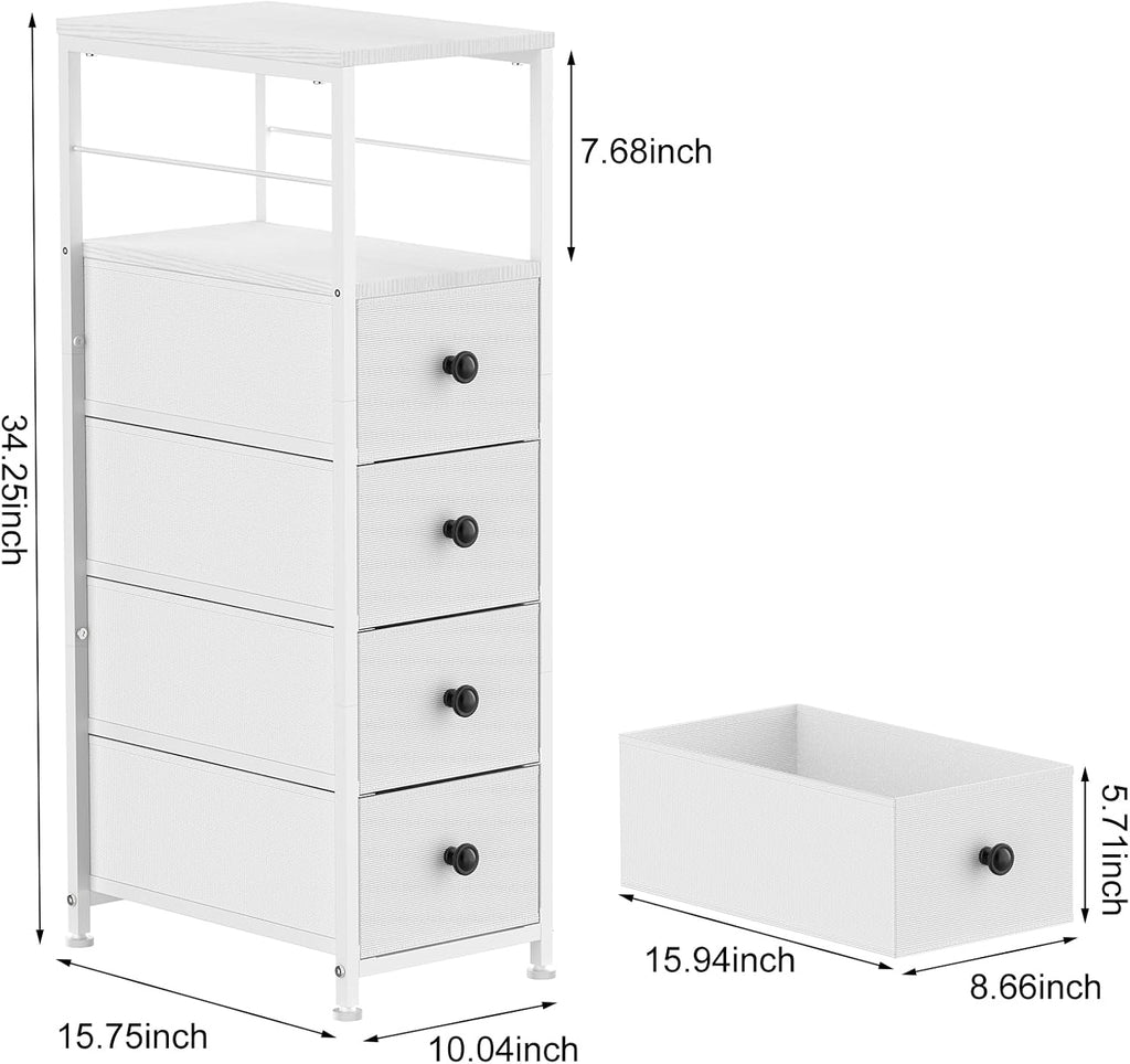 White 4‑Drawer Slim Dresser