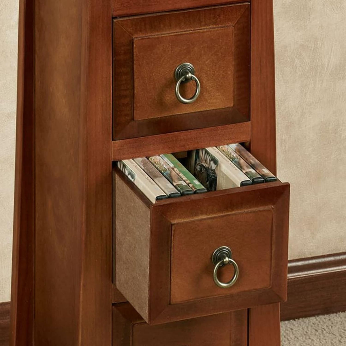 Walnut 5‑Drawer Storage Cabinet