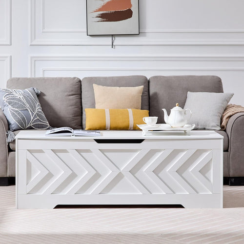 Extra Large White Entryway Storage Bench Chest