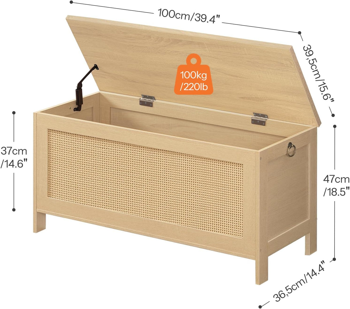 Faux Rattan Large Storage Bench Chest