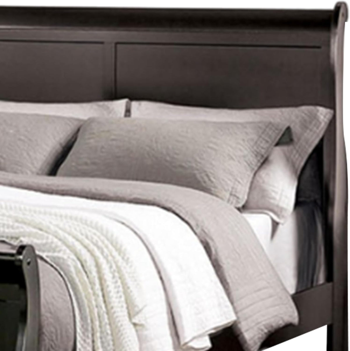 Queen Size Black Solid Wood Sleigh Bed