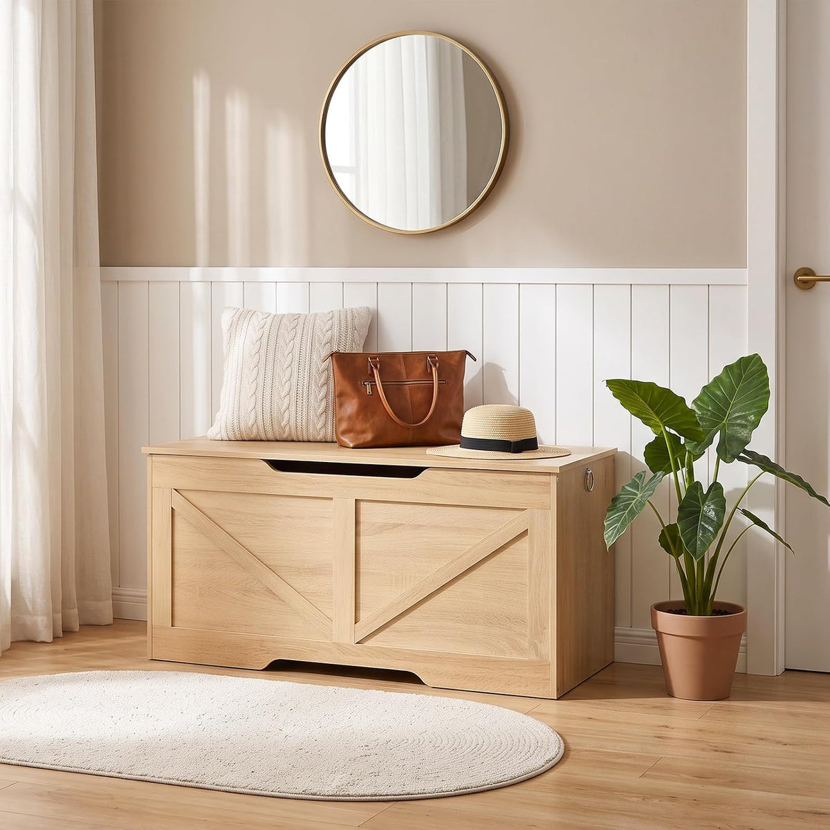 Retro Wooden Storage Bench Toy Chest