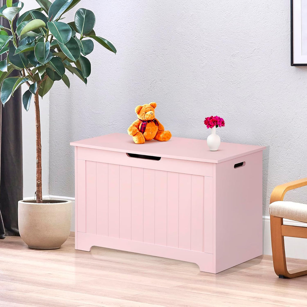 Pink Lift‑Top Wooden Storage Bench