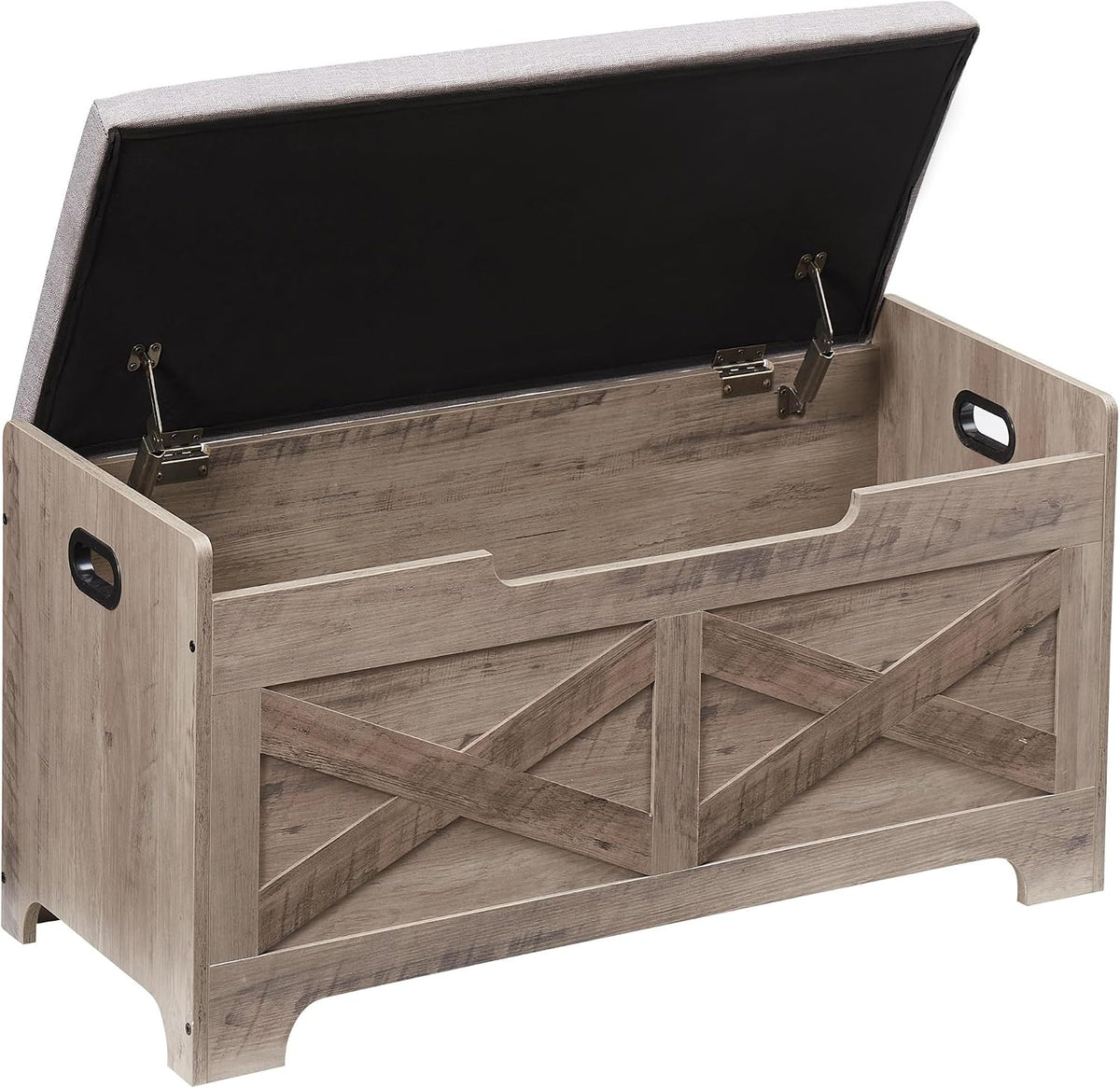 Padded Cushion Wooden Storage Bench Chest