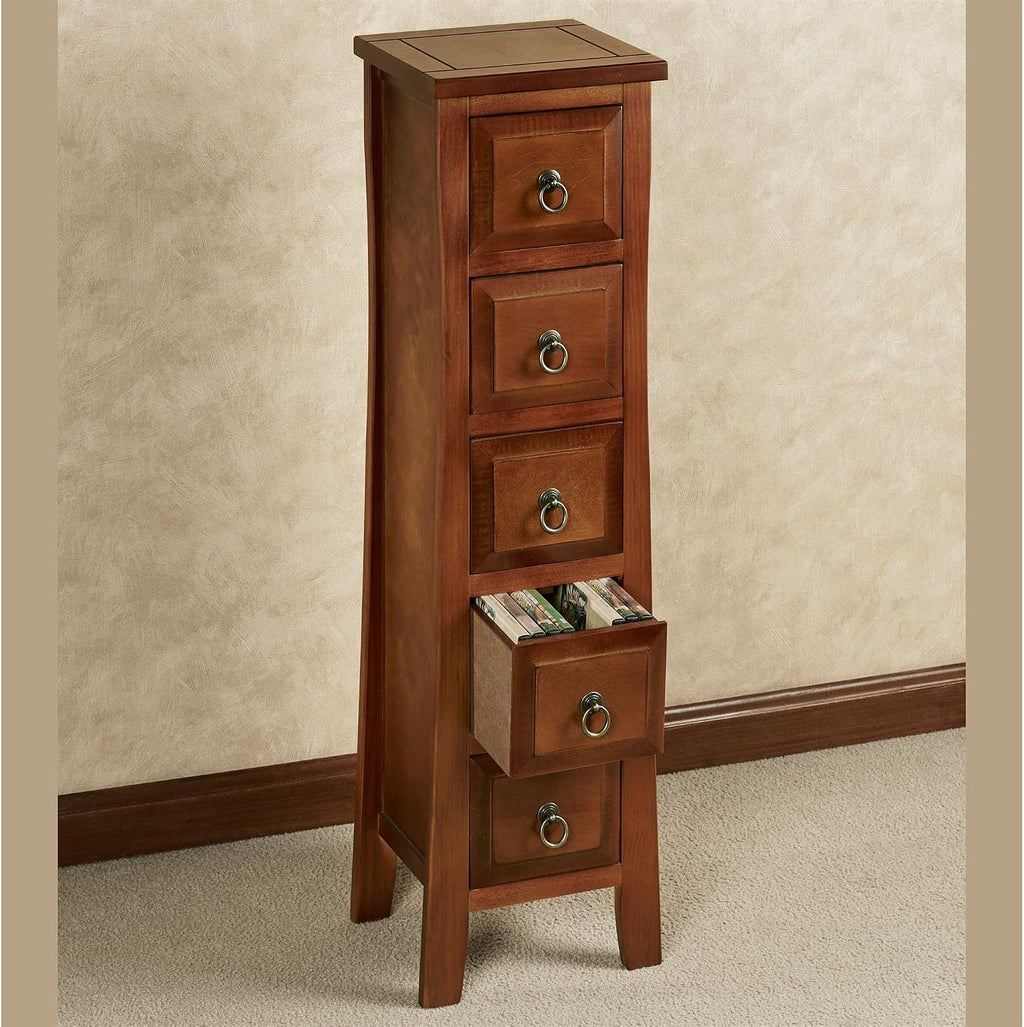 Walnut 5‑Drawer Storage Cabinet