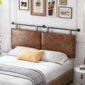 Queen Brown Faux Leather Wall Headboard