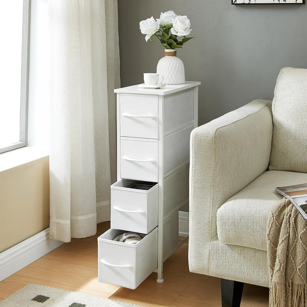 White 4‑Drawer Slim Dresser