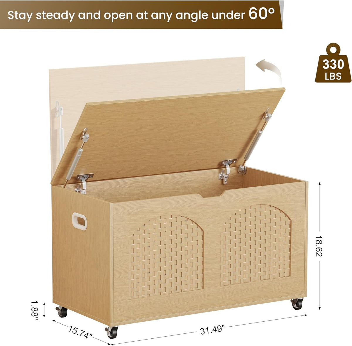 Rattan‑Style Storage Bench Chest with Wheels