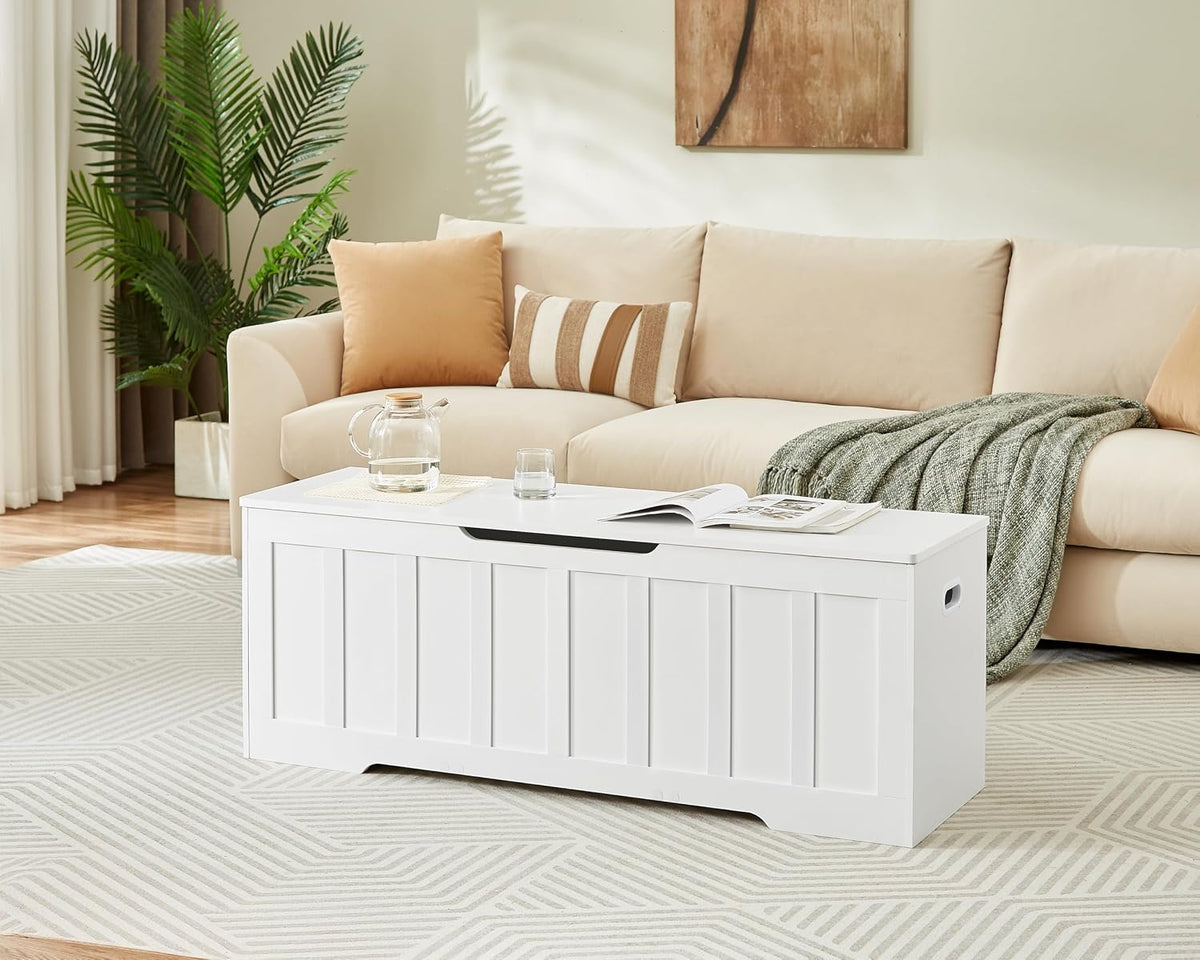 Extra Large White Wooden Storage Bench Chest